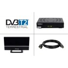 Vantage VT-93 DVB-T2 Receiver inkl. 3 Monate gratis Freenet TV (Private Sender in HD), PVR Ready, Full-HD 1080p, HDMI, Mediaplayer, USB 2.0, 12V tauglich, 2m HDMI Kabel und DVB-T2 Zimmerantenne
