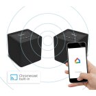 eBIRD WLAN-Lautsprecher mit Chromecast Built-in für kabelloses Musikstreaming | kompatibel mit Android und iOS | Multiroom fähig | Google Home | Spotify Connect | 10 Watt Box | schwarz (2-Raum Set)