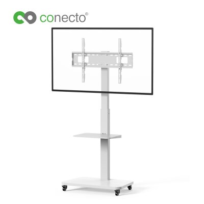 conecto CC50864 TV-Ständer Standfuß für Flachbildschirm LCD LED Plasma höhenverstellbar 37-75 Zoll (94-190 cm, bis 40 kg Tragkraft) max. VESA 600x400mm, weiß