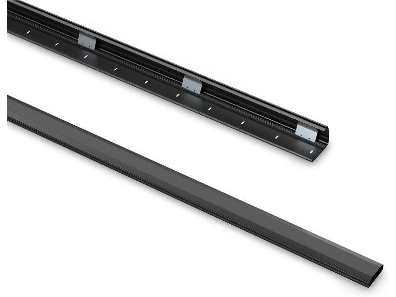 PureMounts® Kabelkanal Aluminium mit 3x 30cm 3M Klebeband als Zubehör, 1,00m, schwarz